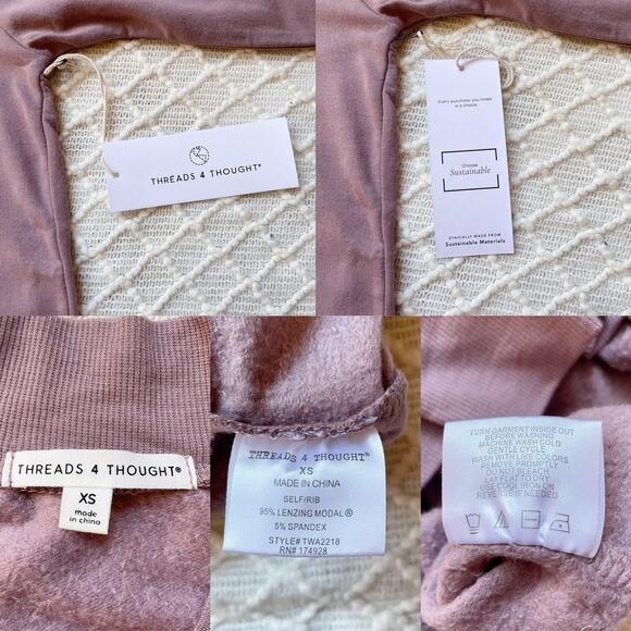 Threads 4 Thought Mazie Pullover Twilight Mauve V Neck Oversized Size XS New - Picture 11 of 11